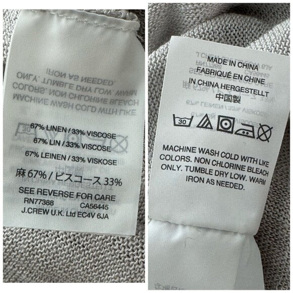 J.Crew Linen-Blend Wrapped Cardigan Sweater w Tie in Light Gray Long Sleeves SM - Picture 8 of 9